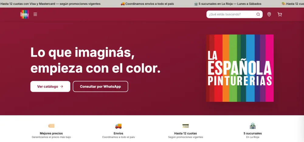 Tienda online de una pinturería con cinco sucursales